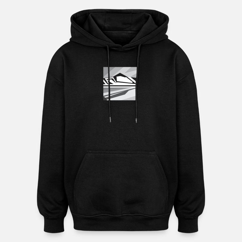 Geometric Mountains - Oversized Unisex Hoodie - black