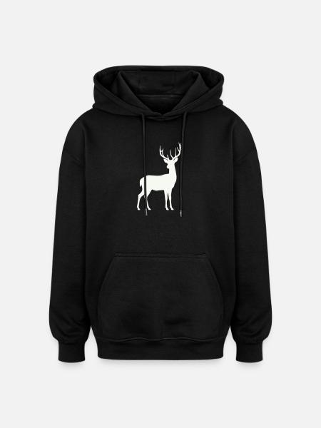 Hirschsilhouette im Mondlicht - Oversized Unisex Hoodie - Schwarz