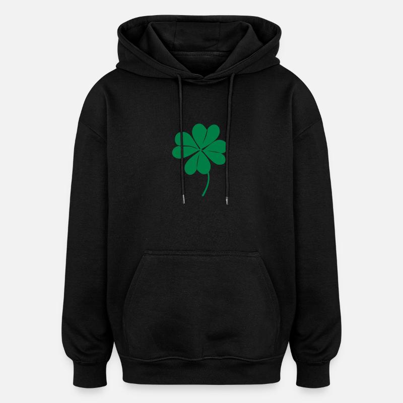 klee mit 4 blaettern - Sweat à capuche oversize unisexe - noir