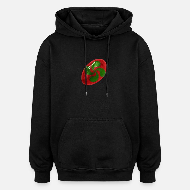 Ballon rugby Croix Basque - Sweat à capuche oversize unisexe - noir
