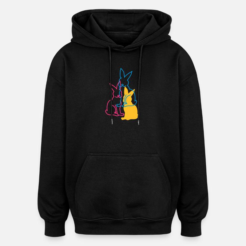 drei Hasen - Oversized Unisex Hoodie - Schwarz
