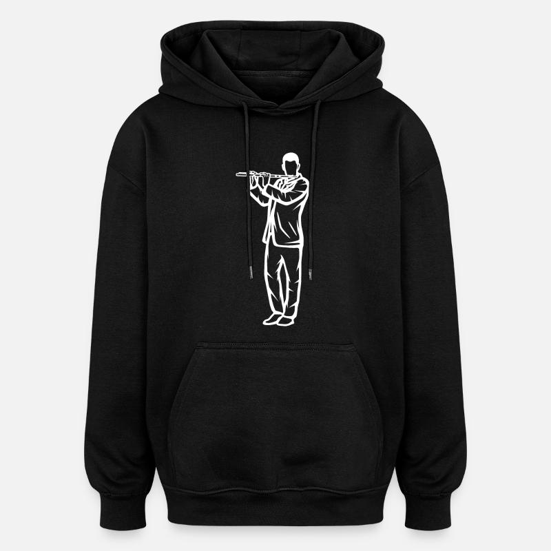 Dessin flûtiste - Sweat à capuche oversize unisexe - noir