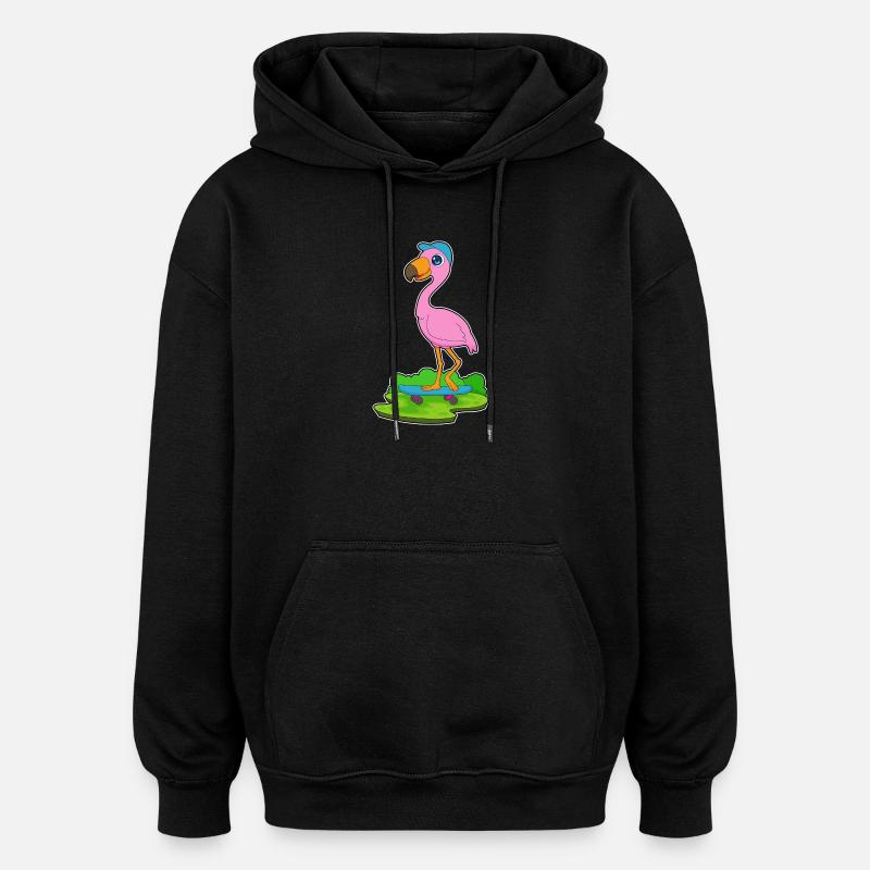 Flamingo Skater Skateboard - Sweat à capuche oversize unisexe - noir