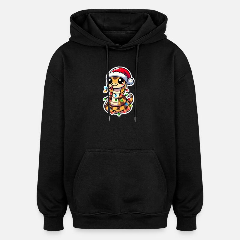 Emballage de serpent de Noël - Sweat à capuche oversize unisexe - noir