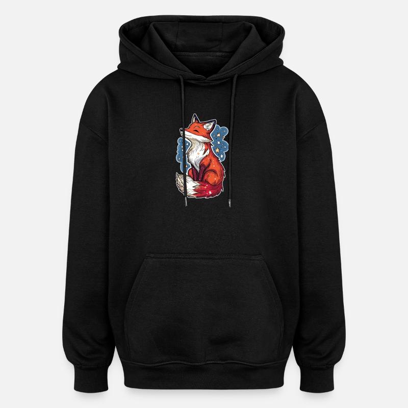 Fuchs und Sternenhimmel - Oversized Unisex Hoodie - Schwarz