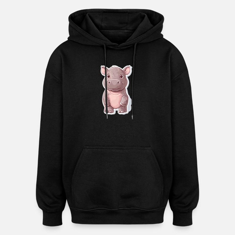 Nilpferd - Oversized Unisex Hoodie - Schwarz