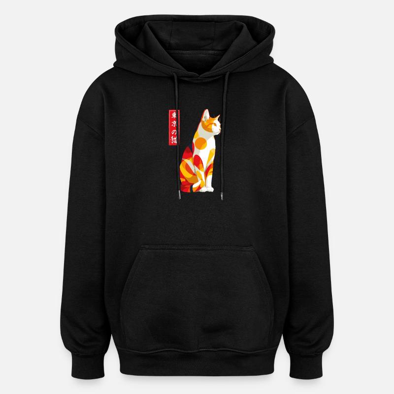 Chat de Tokyo - Sweat à capuche oversize unisexe - noir