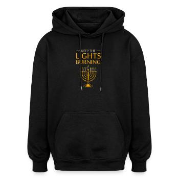 Hanukkah Chanukkah Hanukah - Oversized Unisex Hoodie - black - Front - Noah (186cm)