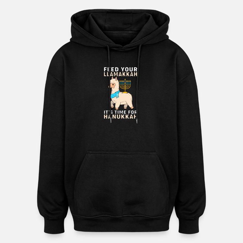 Hanoukka Hanoukka Hanoukka Lama - Sweat à capuche oversize unisexe - noir