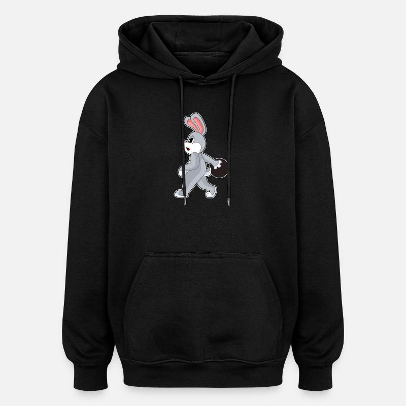 Hase Bowling Bowlingkugel - Oversized Unisex Hoodie - Schwarz