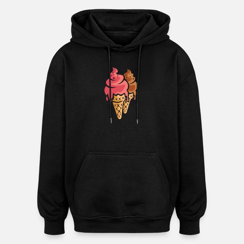 Deux glaces dessin animé - Sweat à capuche oversize unisexe - noir