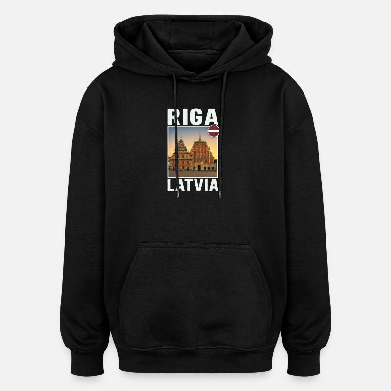 Riga, Lithuania - Oversized Unisex Hoodie - black