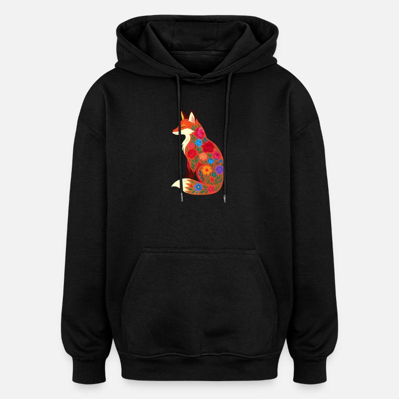 Renard - Sweat à capuche oversize unisexe - noir