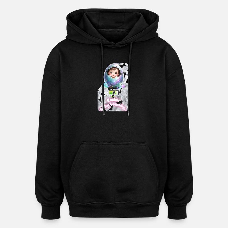 Easter Bud Baby Egg Explosion - Oversized Unisex Hoodie - black