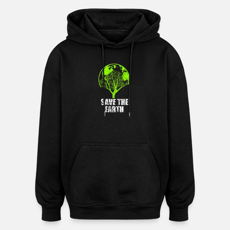 SAVE THE EARTH T-SHIRT - Sweat à capuche oversize unisexe - noir