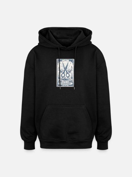 Friseur-Tarotkarten-Illustration - Oversized Unisex Hoodie - Schwarz