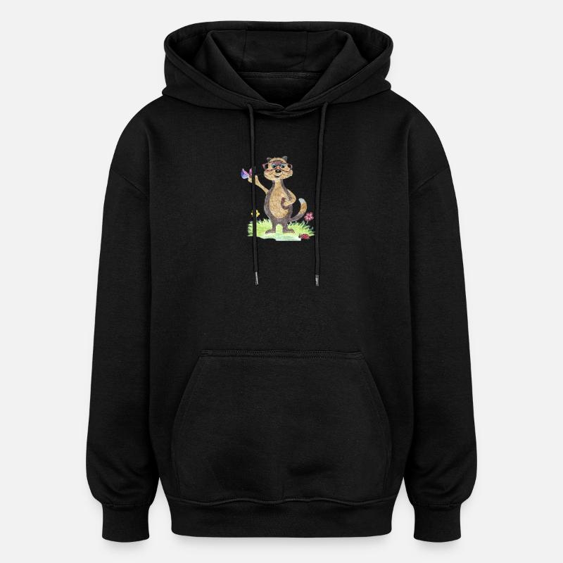 Otter Max  - Oversized Unisex Hoodie - Schwarz