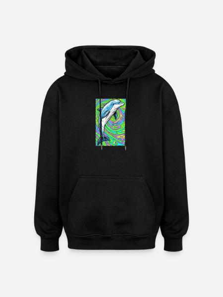 dauphin - Sweat à capuche oversize unisexe - noir