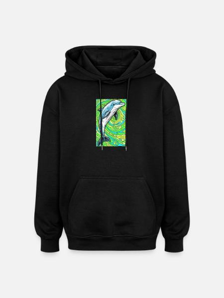 dolphin - Oversized Unisex Hoodie - black