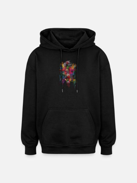 Scifi architecture head - Oversized Unisex Hoodie - black