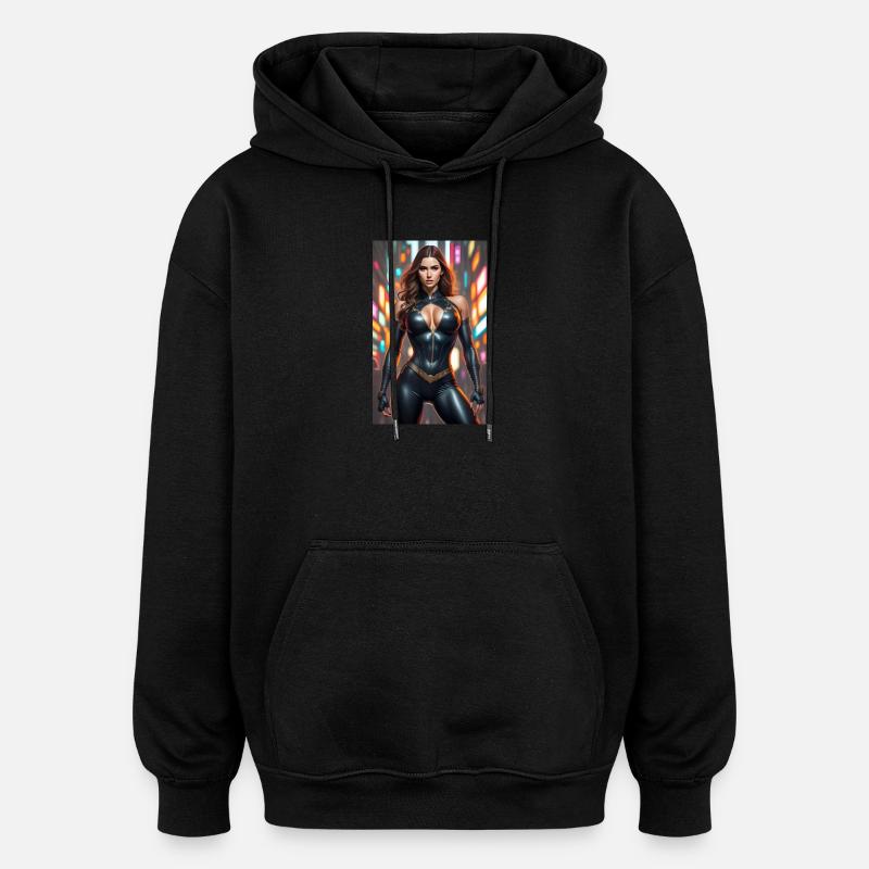 Super-héroïne d’anime - Sweat à capuche oversize unisexe - noir