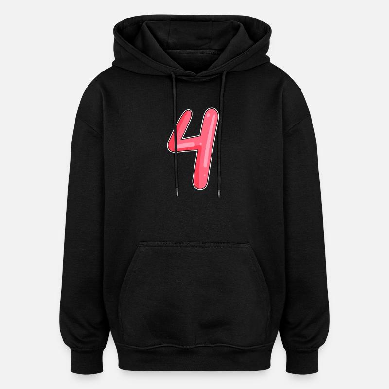 4 - Vier Zahl Nummer - Oversized Unisex Hoodie - Schwarz