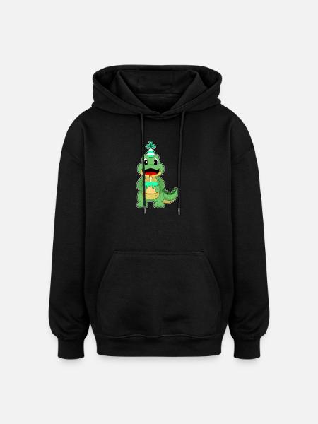 Crocodile Birthday Cake - Oversized Unisex Hoodie - black