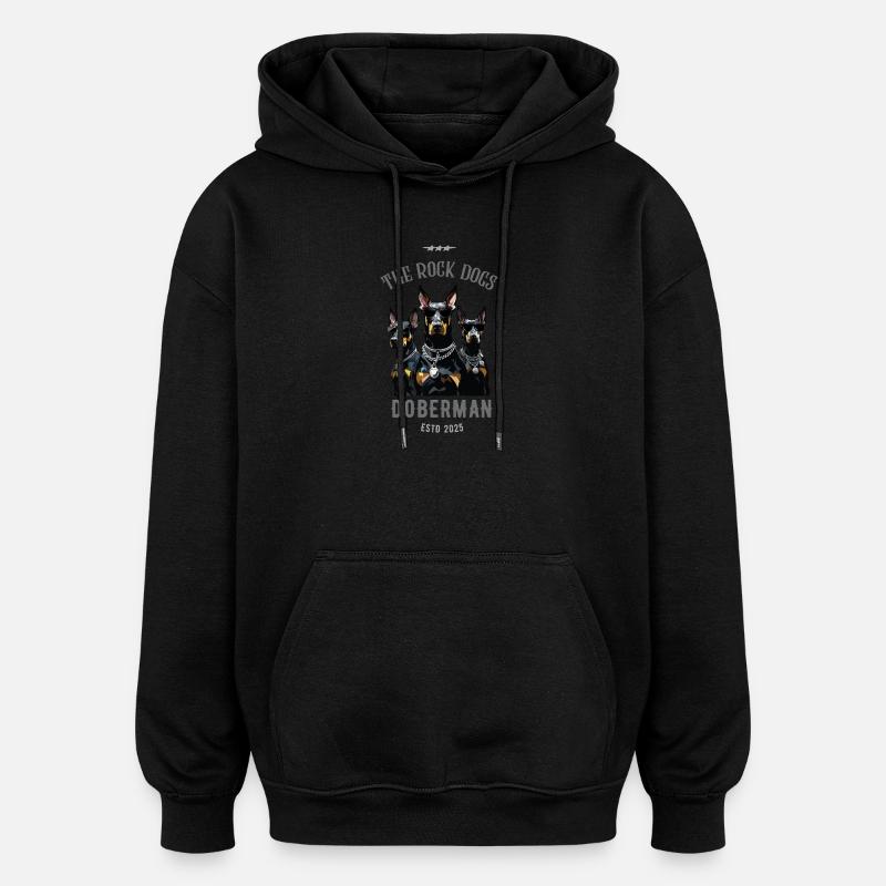 doberman Pinscher - le chien de roche - Sweat à capuche oversize unisexe - noir