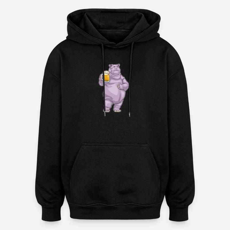 Nilpferd Bier - Oversized Unisex Hoodie - Schwarz