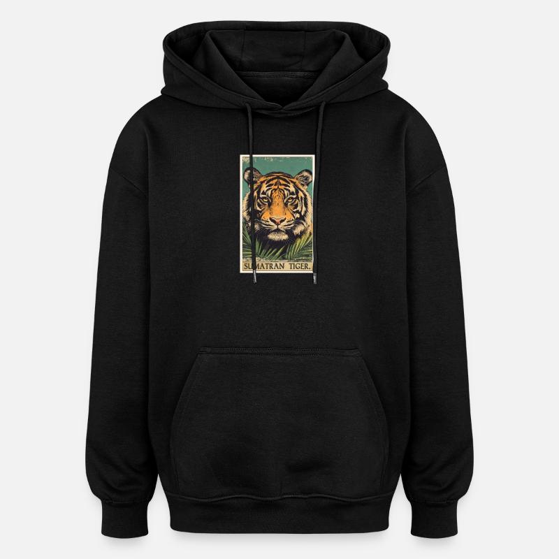 Tigre de Sumatra - Sweat à capuche oversize unisexe - noir