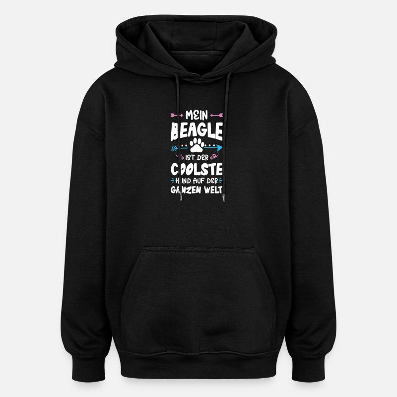 beagle hund spruch - Oversized Unisex Hoodie - Schwarz