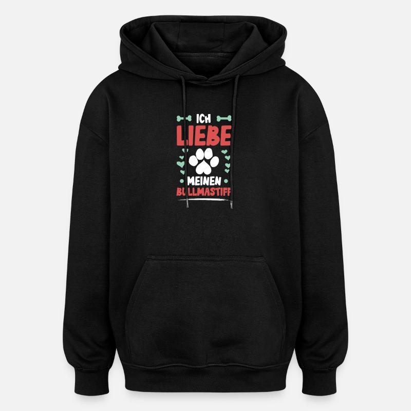J’adore mon Bullmastiff - Sweat à capuche oversize unisexe - noir