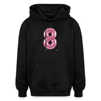 8. Geburtstag Shirt, Helium Ballon - Oversized Unisex Hoodie - Schwarz - Vorne - Noah (186cm)