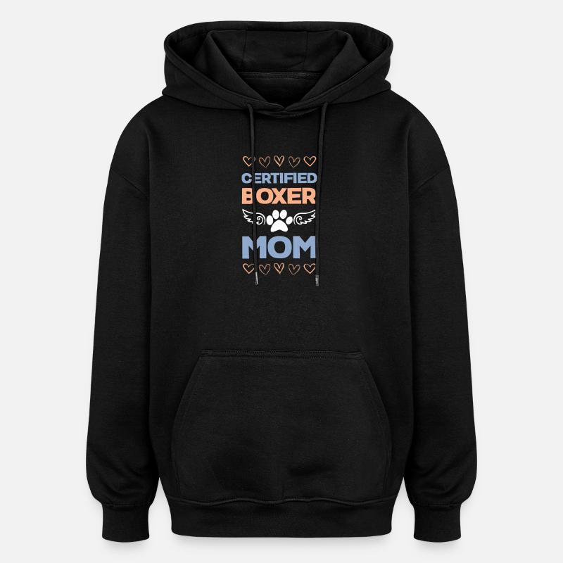 Maman Boxer certifiée - Sweat à capuche oversize unisexe - noir