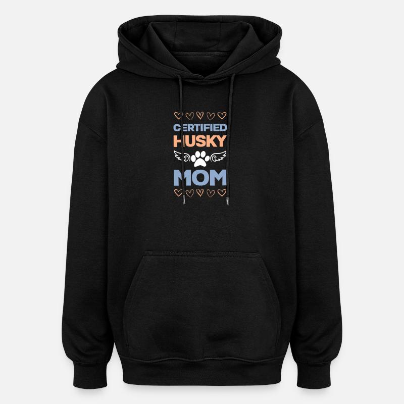 Maman Husky certifiée - Sweat à capuche oversize unisexe - noir