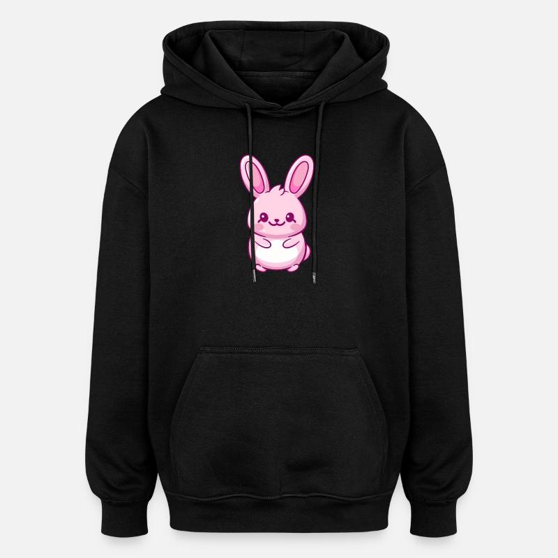 lapin kawaii mignon - Sweat à capuche oversize unisexe - noir