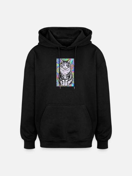 cat - Oversized Unisex Hoodie - black