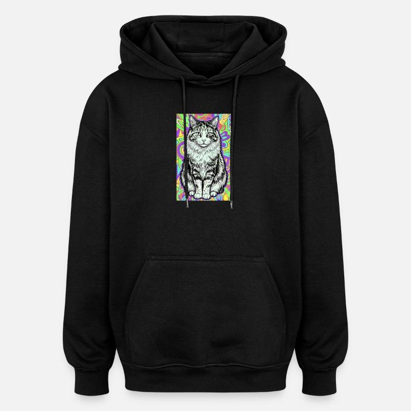 cat - Oversized Unisex Hoodie - black