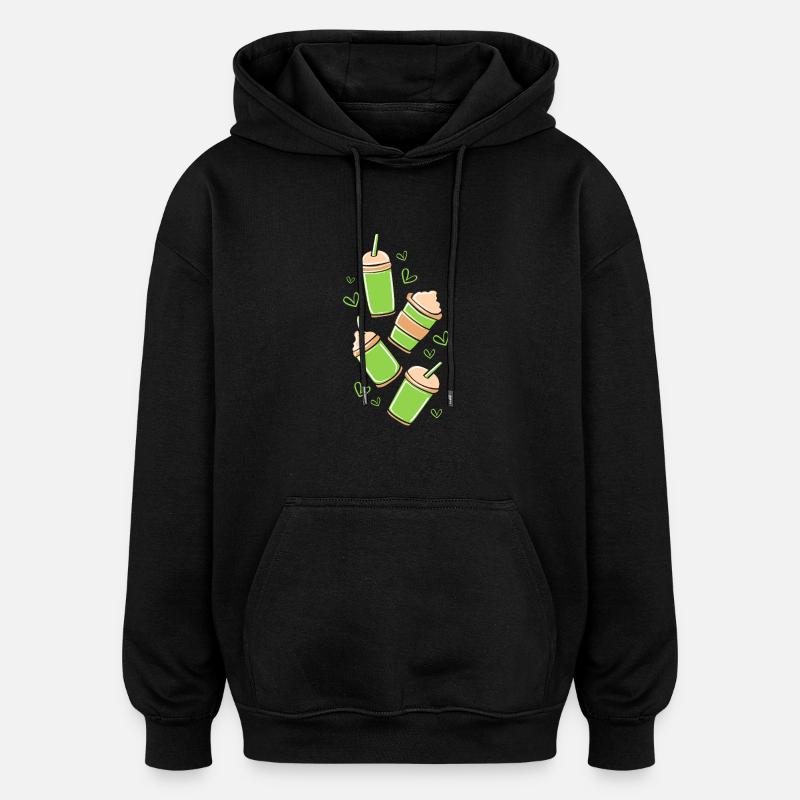 Thé Matcha - Sweat à capuche oversize unisexe - noir