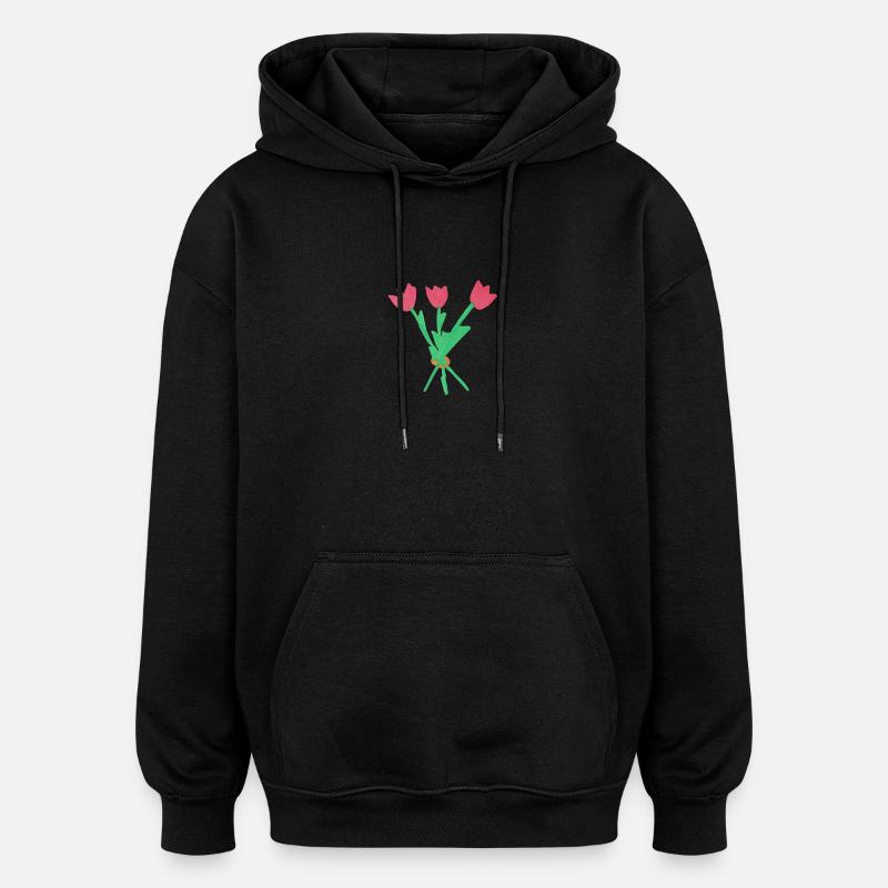 Blumen - Oversized Unisex Hoodie - Schwarz