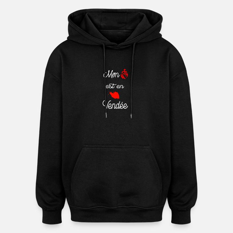mon coeur est en vendee - Sweat à capuche oversize unisexe - noir