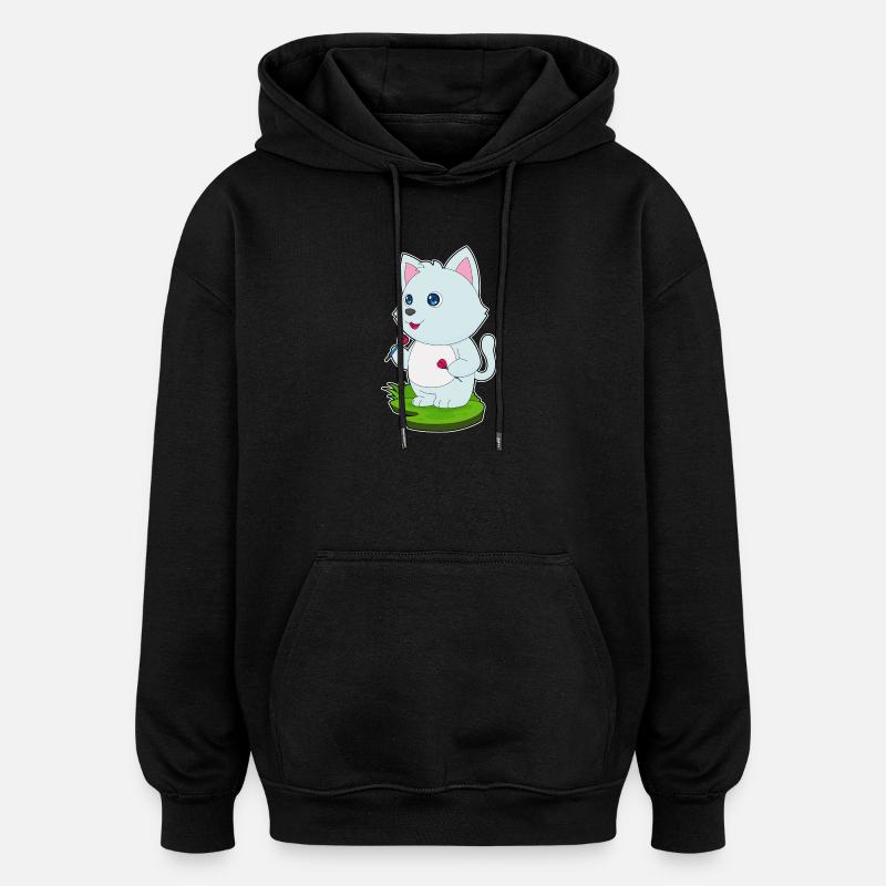 Fléchette de chat - Sweat à capuche oversize unisexe - noir