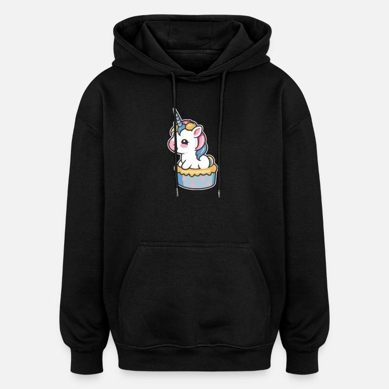 Gâteau Licorne - Sweat à capuche oversize unisexe - noir