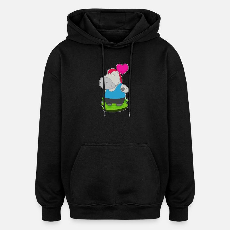 Pferd Luftballon - Oversized Unisex Hoodie - Schwarz