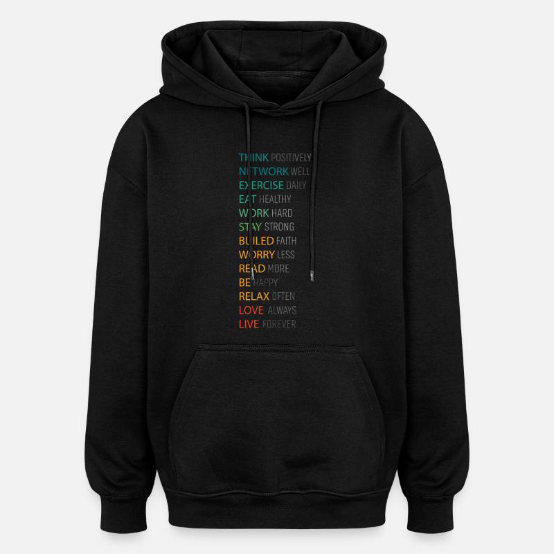 POSITIV DENKEN - Oversized Unisex Hoodie - Schwarz