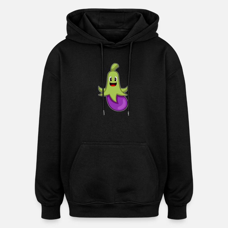 Poulpe Aubergine - Sweat à capuche oversize unisexe - noir