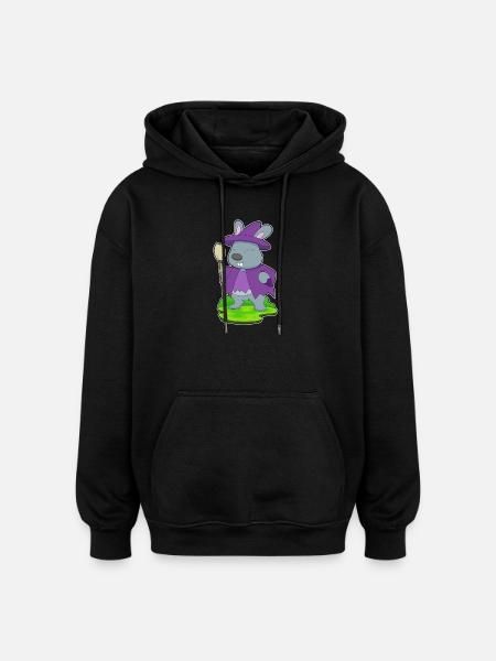 Bunny Witch Broom - Oversized Unisex Hoodie - black