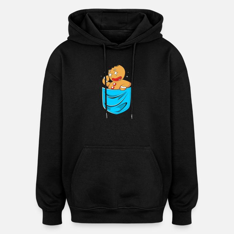 Lebkuchen Weihnachten Lebkuchenmann Gingerbread - Oversized Unisex Hoodie - Schwarz