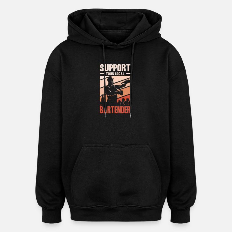 Barman offre Adieu Gastronomie - Sweat à capuche oversize unisexe - noir