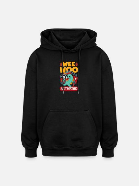 Wee Woo Squad Fire Tiny Feuerwehrmann - Oversized Unisex Hoodie - Schwarz
